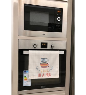 Valerine Life Kahve Kupadaki Öpücüktür Mutfak Kurulama Beyaz El Havlusu %100 Pamuklu 35x50cm 2 Adet
