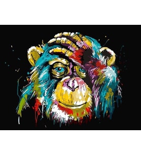 Maymun Sayılarla Boyama Seti 40x50 cm (Tuvale Gerili)