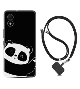 TCL 303 Kılıf Silikon Boyun Askılı İpli Desenli Silikon Bay Bay Panda 1784