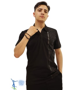 Erkek Slim Fit Dar Kesim Pamuklu Yumuşak Doku Nefes Alan Kumaş Kıvrılmaz Yaka Haki Polo Yaka Tişört (Siyah)
