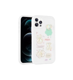 Apple iPhone 13 Pro Max Uyumlu Kılıf Kabartma Figürlü Parlak Zore Toys Silikon Kapak (Beyaz)