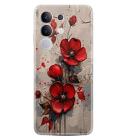 Vivo Y29 Kılıf Boutique Baskılı Resimli Kırmızı Çiçek Pcode -098