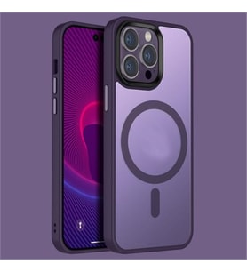 Coverzone iPhone 15 ile uyumlu K?l?f Kenar? Renkli Arkas? Mat Transparan Magsafe ile uyumlu Kamera �?k?nt? 2mm Korumal? New Impact Matte Protect?on K?l?f Deep Purple