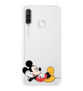 Huawei P30 Lite Kamera korumalı Kapak Mickey Mouse Tasarımlı  Şeffaf Kılıf