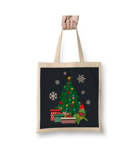 Kermit Around The Christmas Tree Muppets Beyaz Bez Çanta Uzun Saplı Alışveriş Çantası