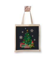 Kermit Around The Christmas Tree Muppets Beyaz Bez Çanta Uzun Saplı Alışveriş Çantası