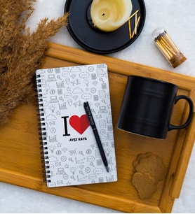 I LOVE Defter - Kupa - Kalem Seti (Model 1)