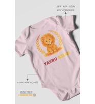 Yavru Aslan Baskılı Bebek Zıbını – Çıtçıtlı Body 8 Renk  %100 Pamuk Kısa Kol (Bebek Pembesi)