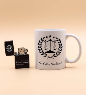 Avukatlara Özel Adalet Temalı Kupa & Zippo Tarzı Çakmak Hediye Seti