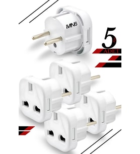 MN6 M04 Priz Dönüştürücü/5 Adet Fiş Çevirici Adaptör-şarj Aleti Fiş Dönüştürücü (Beyaz)