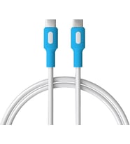 Lexroo Coral Type C-C Power Delivery Hızlı Şarj Kablosu, Beyaz Kablo, Beyaz/Mavi Uçlar (150 CM)