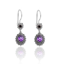 Ametist Taşlı Sallantılı Oval Model 925 Ayar Gümüş Telkari Kadın Küpe 201024720