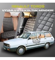 Renault Toros Antrasit Renk Tay Tüyü Cepli & Terletmez Sırtlı Oto Koltuk Minder Seti - Koltuk Koruma Kılıfı (ÖN & ARKA TAM SET)