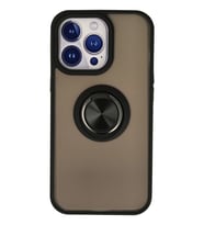 iPhone 15 Pro Max Kılıf Montreal Yüzüklü Silikon Kapak - Siyah