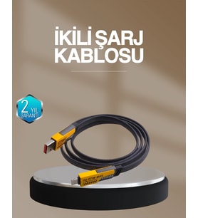 İthalat® Hızlı Şarj Destekli 65W Örgülü Usb-C Usb-A Çoklu Şarj Kablosu