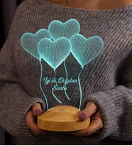 Doğum Günü Hediyesi Kalpli, Uçan Kalpler Kişiye Özel 3D Led Lamba