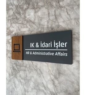 Wooden Serisi İnsan Kaynakları İdari İşler Ofis Departman Kapı İsimliği Yönlendirme Levhası
