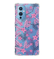 PrintiFy OnePlus 9 Uyumlu Köşe Korumalı Floral Pembe Tasarımlı Şeffaf Silikon Kılıf