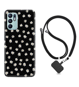Oppo Reno 6 Kılıf Resimli Boyun Askılı İpli Desenli Silikon Series Papatyalar 1866