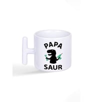 Papasaur Babalar Günü Hediye Baskılı T Kulplu Latte Fincan Kupa Bardak