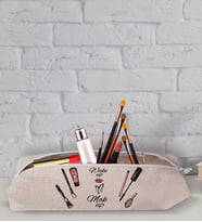 BK Gift Wake Up and Make Up Tasarımlı Keten Bez Makyaj Çantası-1