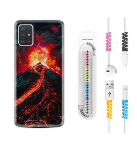 Samsung a71 A72 A73 A7 A9 2018 C7 C9 Kılıf Kablo Koruma Spiral Silikon Yanardağ 1611
