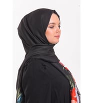 Çiçekli Desen Pavia Seri Şal Eşarp Askısı ile Birlikte 90X200 cm Turuncu Siyah-9