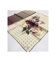 Çiçekli Desen Gold Seri Twill Eşarp Eşarp Askısı ile Birlikte 90x90 cm Kahvereng