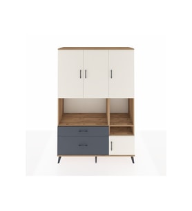 Hyperion Dolap 7 Raflı 2 Çekmeceli 4 Kapaklı 132x44x195 Çam-Aytaşı/Antrasit