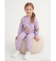 Civil Girls Çiçek Nakışlı 2-5 Yaş Eşofman Takımı - Lila