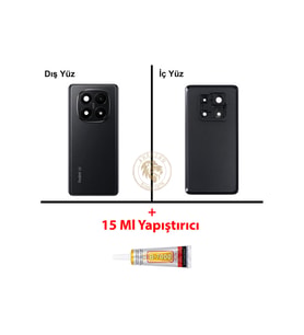Yapıştırıcı Redmi Note 14 Plus 5G Lensli Siyah Yapıştırıcı Arka Pil Kapağı + Yapıştırıcı ve Vida Seti