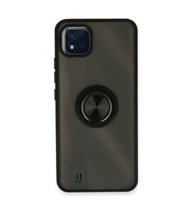 Realme C11 2021 Kılıf Montreal Yüzüklü Kapak - Siyah