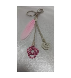 MorKalem Kazaziye Pembe 8 cm Paslanmaz Çelik Anahtarlık