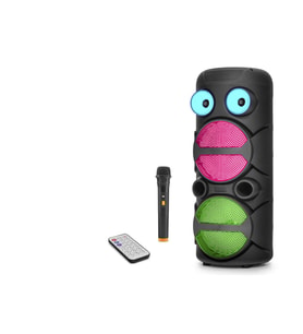 Bluetooth Hoparlör Fm Radyo 2X8 Inç Usb Tf Aux Rgb Mikrofonlu Kumandalı - Siyah JBR8809