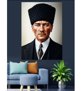 Mustafa Kemal Atatürk Portresi Dekoratif Kanvas - Mdf Ahşap Tablo