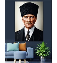 Mustafa Kemal Atatürk Portresi Dekoratif Kanvas - Mdf Ahşap Tablo