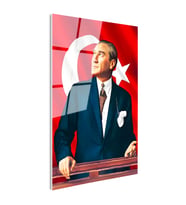 Tamperli Gerçek Cam Tablo Atatürk Ufka Bakış Atatürk Tablosu Duvar Dekoru