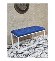 Beyaz Boyalı Diktörtgen 100 cm x 40 cm Oturak Puf - Bench - Makyaj Oturağı - Oturak Mavi Renk 100 x 40 Boyut/Ebat (Çok Renkli)