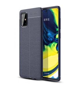 Samsung Galaxy A71 Deri Görünümlü Silikon Lacivert