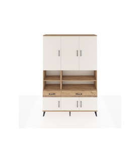 Arges Dolap 8 Raflı 2 Çekmeceli 6 Kapaklı 132x30x195 Çam-Aytaşı/Çam