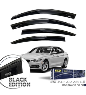 Niken Bmw 3 Serisi F30 Cam Rüzgarlığı Siyah Kromlu 4'Lü 2012+ Sonrası