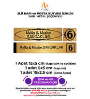ALTIN METAL KAPI İSİMLİĞİ SETİ 3'LÜ - KAPI İSİMLİĞİ, KAPI NUMARASI, POSTA KUTUSU İSİMLİĞİ