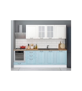 270 Cm Pastel Tezgahlı Ankastre Modüllü Mdf Kapaklı Hazır Mutfak Dolabı (TEZGAH DAHİL)