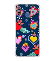 PrintiFy Samsung Galaxy M30 Uyumlu Retro Color 3 Baskılı Şeffaf Köşe Korumalı Antişok Kılıf