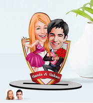 BK Gift Kişiye Özel İsimli Sevgililer Karikatürlü Ahşap Biblo Model-9