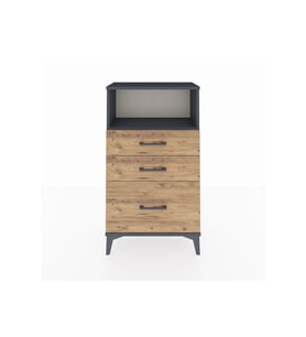 Arges Komodin Tek Raflı 3 Çekmeceli 60x30x106 Antrasit-Çam
