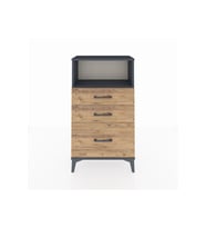Arges Komodin Tek Raflı 3 Çekmeceli 60x30x106 Antrasit-Çam