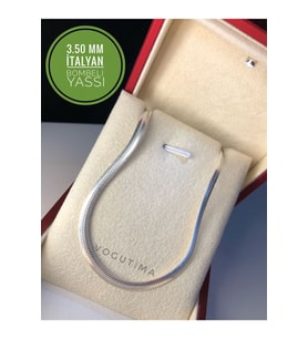 3.5mm İtalyan Bombeli Ezme 925 Ayar Gümüş • Işıklı Kutuda • Sevgiliye • Eşe • Babaya • Kolye