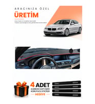 BMW F10 (2010-2017) Uyumlu Torpido Koruma Örtüsü Oto Kılıfı - Siyah Kırmızı