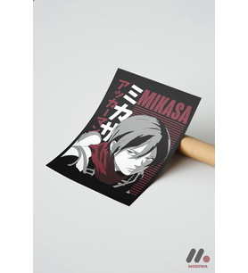 Attack on Titan Mikasa Anime Poster, Çerçevesiz Yüksek Kalite Duvar Afişi - Anime